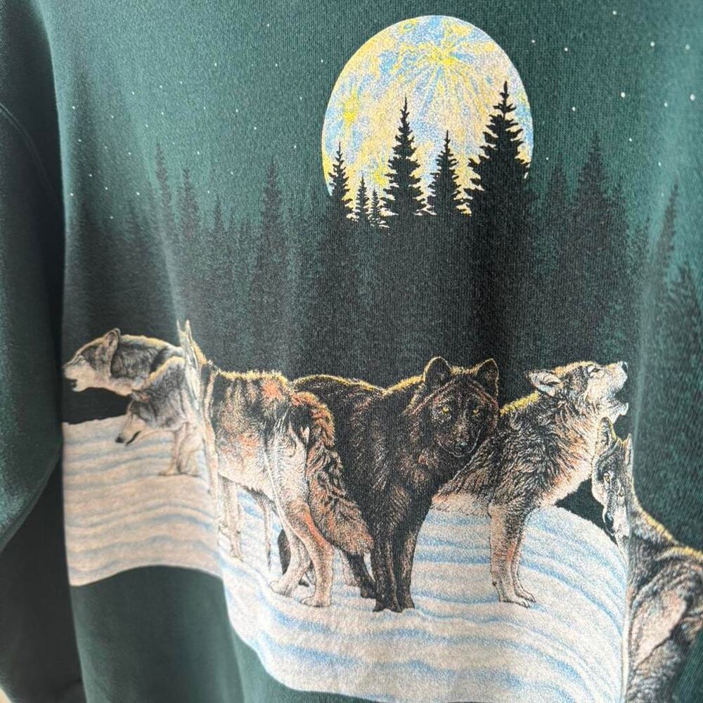 Signal Sports Forest Wolf Graphic Crewneck Sweatshirt - Dark Green - Picture 4 of 8